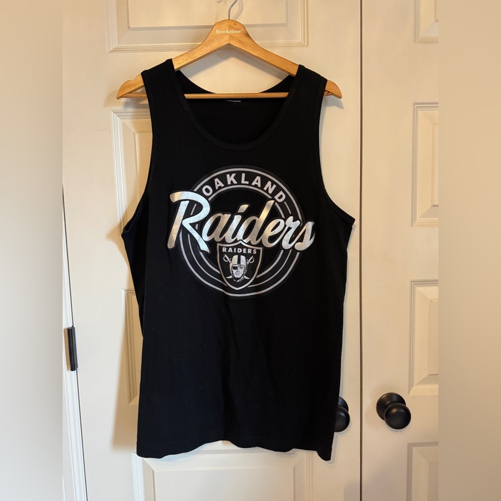 Vintage Oakland Raiders Black Graphic Tank Top NFL Mens Size L